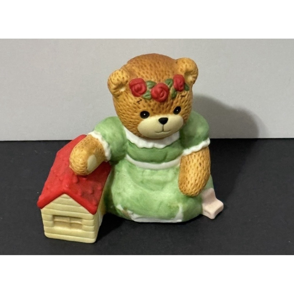 Lucy & Me Bear Little Girl With Dollhouse Lucy Rigg ENESCO 1985 Rare 2.375" EUC